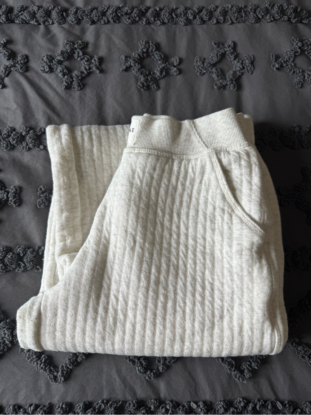 aerie Cream Quilted Ribbed Knit pants